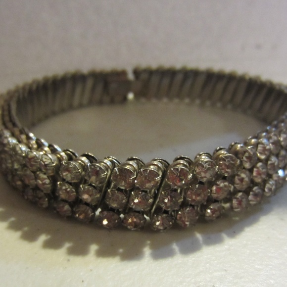 Vintage rhinestone expandable choker necklace